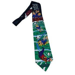 HANNA BARBERA 1993 FRED FLINTSTONE TIE NECKTIE FOOTBALL DINO BARNEY RUBBLE